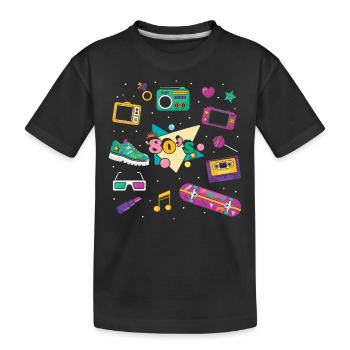 80er Jahre Retro - Kinder Premium Bio T-Shirt - Schwarz - Vorne