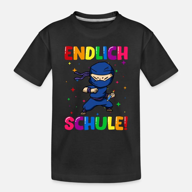 Endlich Schule Ninja Einschulung Schulkind - Kinder Premium Bio T-Shirt - Schwarz