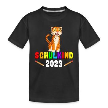 Schulkind 2023 Tiger - Kinder Premium Bio T-Shirt - Schwarz - Vorne
