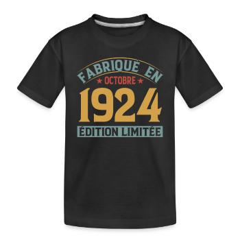 Fabriqué En Octobre 1924 Édition Limitée - T-shirt bio Premium Enfant - noir - Devant