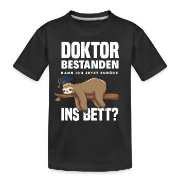 Doktortitel Faultier Müde Geschenk - Kinder Premium Bio T-Shirt - Schwarz - Vorne