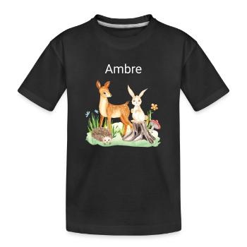 Animal cerf lapin hérisson Ambre - T-shirt bio Premium Enfant - noir - Devant