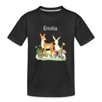 Animal deer rabbit hedgehog Émilia - Kids' Premium Organic T-Shirt - black - Front