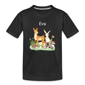 Animal deer rabbit hedgehog Eva - Kinder Premium Bio T-Shirt - Schwarz - Vorne
