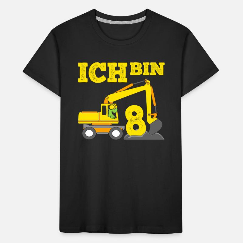Geburtstagsgeschenk 5. Geburtstag Dino & Bagger Kinder Premium Bio T-Shirt