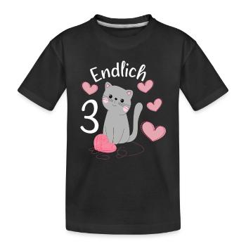 Endlich 3 Jahre Mädchen Geburtstagshirt Kätzchen - Kinder Premium Bio T-Shirt - Schwarz - Vorne