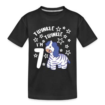Seven 7yr 7th Zebra Birthday Girl 7 Years Old Gift - Kinder Premium Bio T-Shirt - Schwarz - Vorne