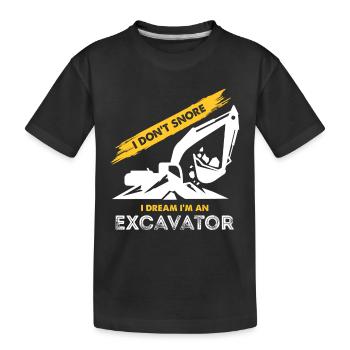 Ich schnarche nicht, im Traum bin ich ein Bagger - Kinder Premium Bio T-Shirt - Schwarz - Vorne