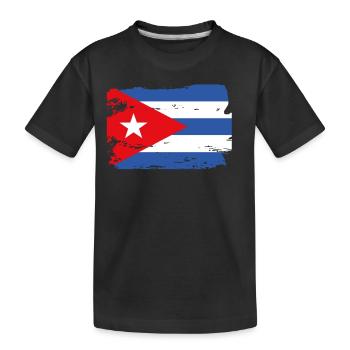 Offizielle Kuba-Flagge Cuban Country Pride Vintage - Kinder Premium Bio T-Shirt - Schwarz - Vorne