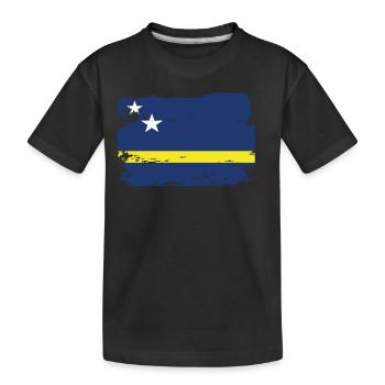 Offizielle Curacao Flagge Curaçao Country Pride - Kinder Premium Bio T-Shirt - Schwarz - Vorne