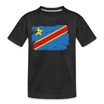 Official Democratic Republic of the Congo Flag - Kids' Premium Organic T-Shirt - black - Front