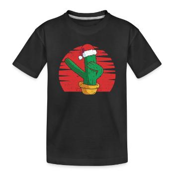Dabbing Cactus Santa Claus Cap Christmas - Kids' Premium Organic T-Shirt - black - Front