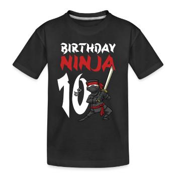 Geburtstagsfeier 10 Jahre alter japanischer Ninja - Kinder Premium Bio T-Shirt - Schwarz - Vorne