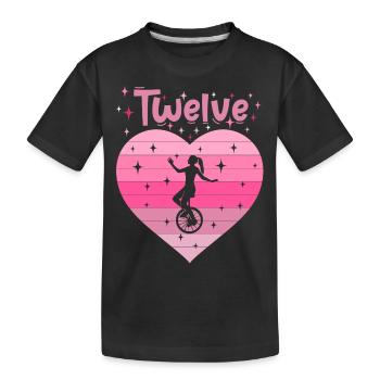 12. Geburtstag Einrad fahren Mädchen Tochter - Kinder Premium Bio T-Shirt - Schwarz - Vorne