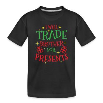 Je vais échanger Brother contre des cadeaux de Noël - T-shirt bio Premium Enfant - noir - Devant