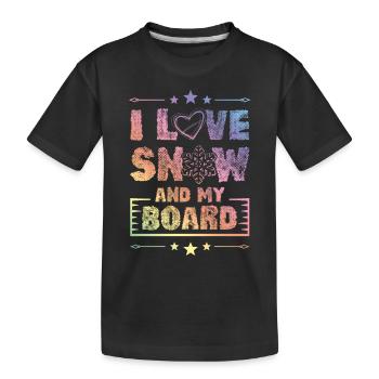 I love Snowboarding - Kinder Premium Bio T-Shirt - Schwarz - Vorne