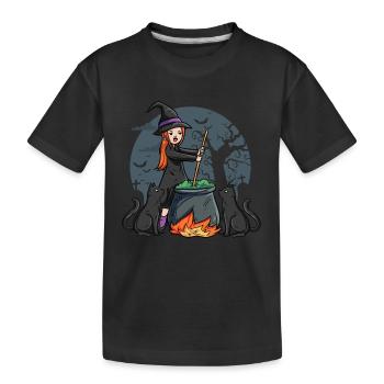 Sorcière avec bouilloire - T-shirt bio Premium Enfant - noir - Devant