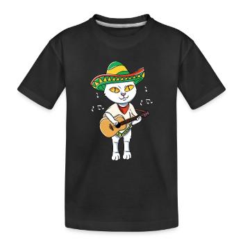 Chat jouant de la guitare - T-shirt bio Premium Enfant - noir - Devant