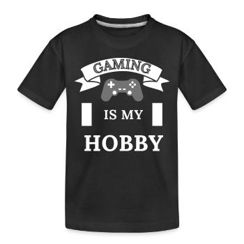 Gaming ist mein Hobby T-Shirt - Kinder Premium Bio T-Shirt - Schwarz - Vorne