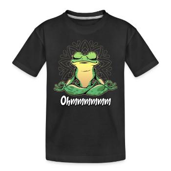 Yoga Frosch - Kinder Premium Bio T-Shirt - Schwarz - Vorne