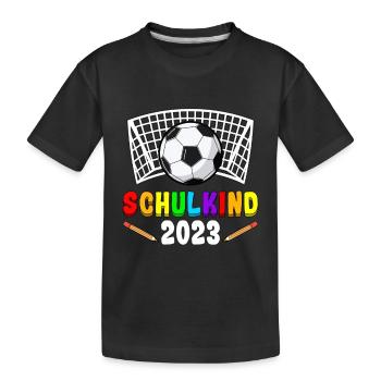Einschulung Fußball Schulkind 2023 1. Klasse - Kinder Premium Bio T-Shirt - Schwarz - Vorne