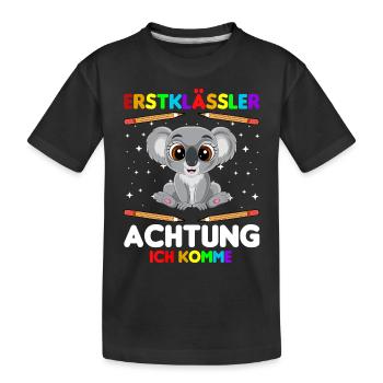 Erstklässler Achtung ich komme - Kinder Premium Bio T-Shirt - Schwarz - Vorne