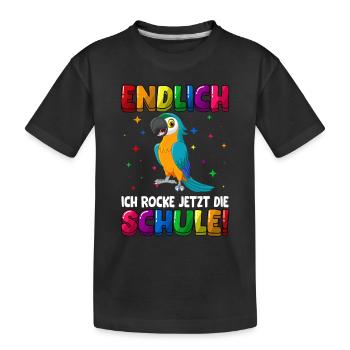 Endlich jetzt rocke ich die Schule Einschulung - Kinder Premium Bio T-Shirt - Schwarz - Vorne
