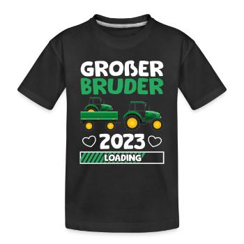 Großer Bruder 2023 Traktor Schwangerschaft - Kinder Premium Bio T-Shirt - Schwarz - Vorne