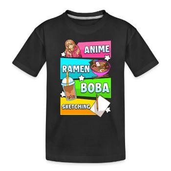 Anime Ramen Te Boba and Manga Drawings Japan - Kids' Premium Organic T-Shirt - black - Front