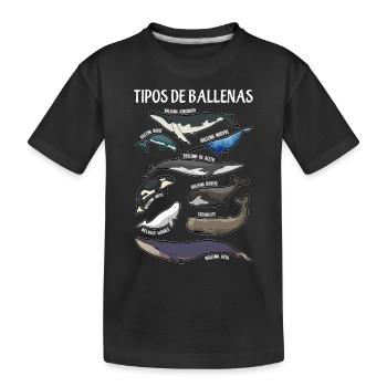 Types of whales Ilustaciones Spanish - Kids' Premium Organic T-Shirt - black - Front