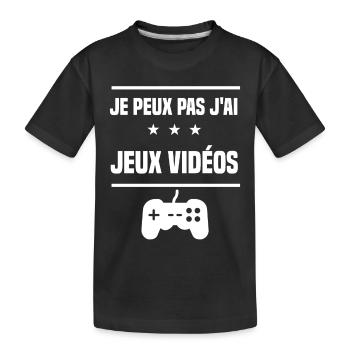 je peux pas j'ai jeux vidéos humour gameur - T-shirt bio Premium Enfant - noir - Devant