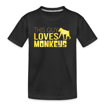 This guy loves monkeys - Kids' Premium Organic T-Shirt - black - Front