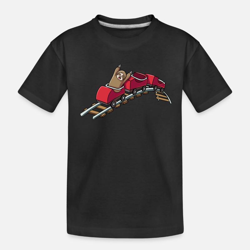 Faultier Achterbahn - Kinder Premium Bio T-Shirt - Schwarz