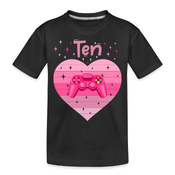 Mädchen Tochter 10. Geburstag Gaming Controller - Kinder Premium Bio T-Shirt - Schwarz - Vorne