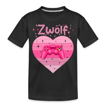 Mädchen Tochter 12. Geburstag Gaming Controller - Kinder Premium Bio T-Shirt - Schwarz - Vorne