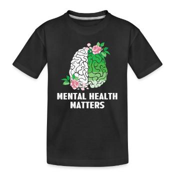 Psychische Gesundheit ist wichtig Florales Gehirnbewusstsein - Kinder Premium Bio T-Shirt - Schwarz - Vorne