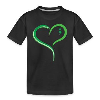 Mnenal Gesundheit Grünes Herz Komma : Liebe verbreiten und - Kinder Premium Bio T-Shirt - Schwarz - Vorne