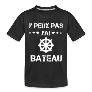je peux pas j'ai bateau gouvernail cadeau bateaux - T-shirt bio Premium Enfant - noir - Devant