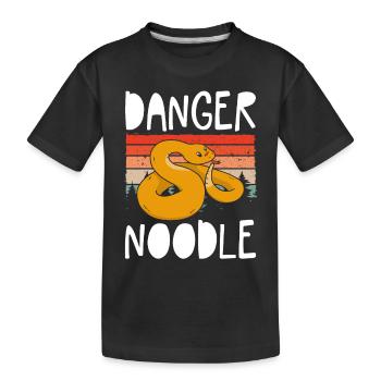 Gefahr Schlangennudeln - Kinder Premium Bio T-Shirt - Schwarz - Vorne