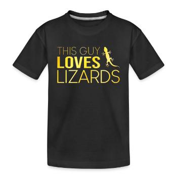 This guy loves lizards - Kids' Premium Organic T-Shirt - black - Front