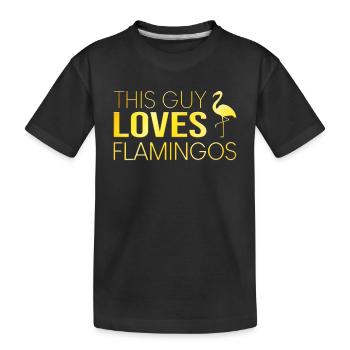 This guy loves flamingos - Kids' Premium Organic T-Shirt - black - Front