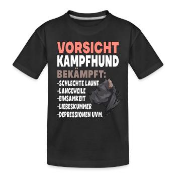 Vorsicht Kampfhund Lustiger Hundespruch - Kinder Premium Bio T-Shirt - Schwarz - Vorne