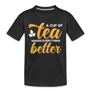 Tea Drinker Tea Lover Gift Tea - Kids' Premium Organic T-Shirt - black - Front