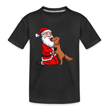 Weihnachtsmann Welpe - Kinder Premium Bio T-Shirt - Schwarz - Vorne