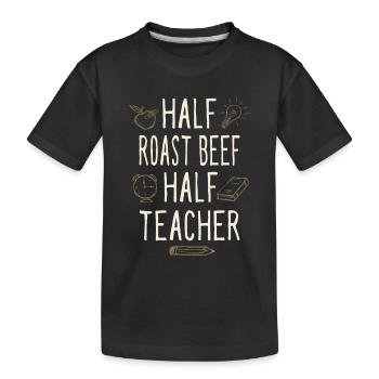 Moitié rôti de bœuf moitié professeur drôle - T-shirt bio Premium Enfant - noir - Devant