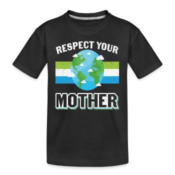 Respect Your Mother Earth Protection - Kids' Premium Organic T-Shirt - black - Front