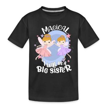 Je serai une grande sœur fée promue grande sœur - T-shirt bio Premium Enfant - noir - Devant