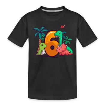 6th Birthday Trex Triceratops Dinosaur 6 years - Kids' Premium Organic T-Shirt - black - Front