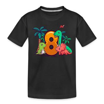 8th Birthday Trex Triceratops Dinosaur 8 years - Kids' Premium Organic T-Shirt - black - Front