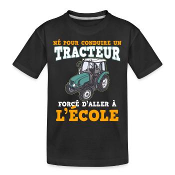 Tracteur Petit Garçon Idée Cadeau Enfant - T-shirt bio Premium Enfant - noir - Devant